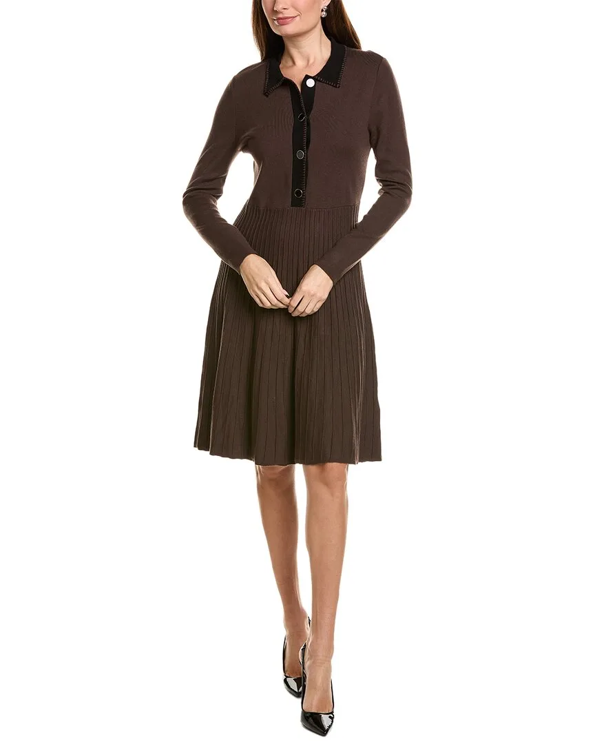 Ottoman Stitch Flared Dress