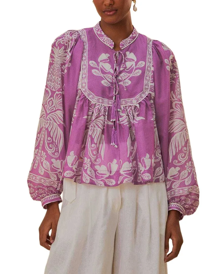 Sweet Garden Lilac Long Sleeved Blouse by FARM Rio