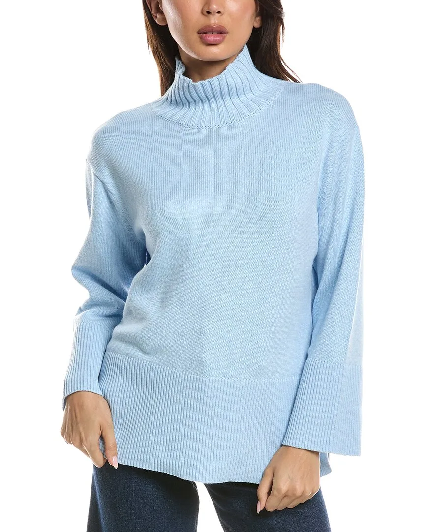 Easy Rib Trim Funnel Neck Sweater by Forte Cashmere