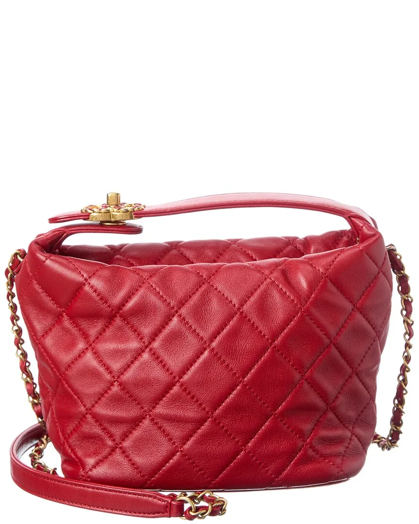 Red Quilted Lambskin Leather Perfect Meeting Hobo Shoulder Bag (authentic Pre-Loved) by CHANEL