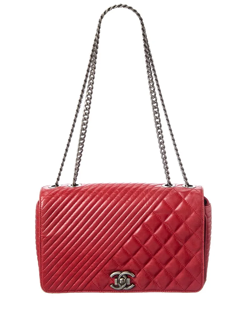 Red Quilted Calf Leather Shoulder Bag (authentic Pre-Loved) by CHANEL