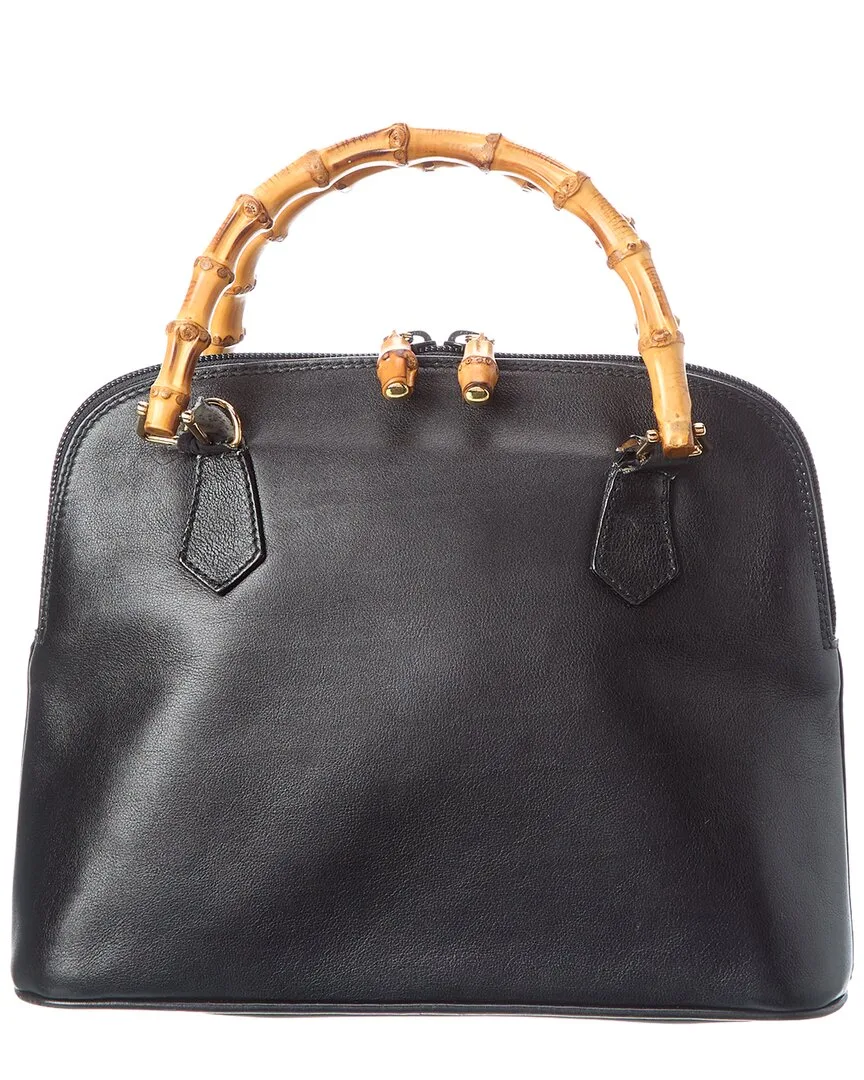 Black Leather Bamboo Handbag (authentic Pre-Loved) by Gucci