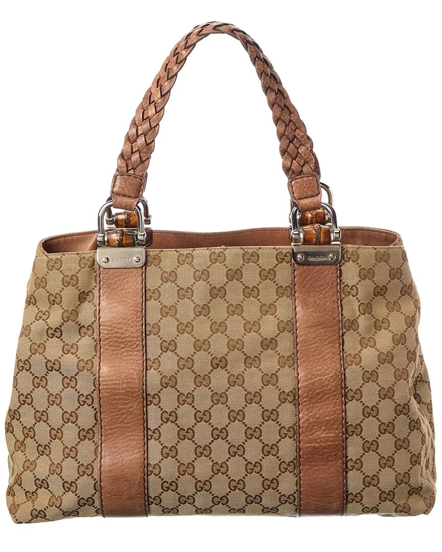 Brown GG Canvas Medium Bamboo Bar Tote (authentic Pre-Loved) by Gucci