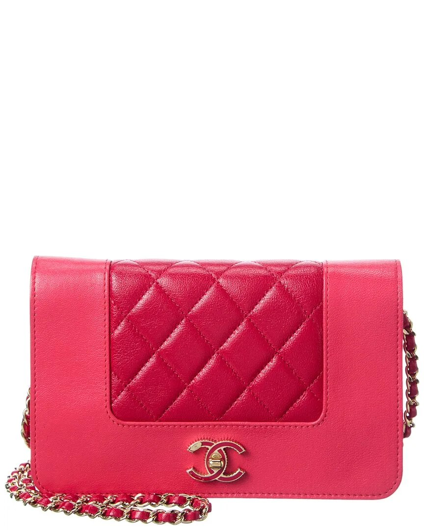Pink Quilted Leather Wallet on Chain (authentic Pre-Loved) by CHANEL