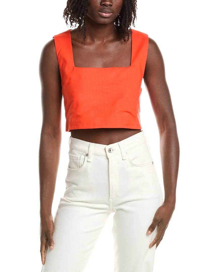 Linen-Blend Sleeveless Top by Reveriee