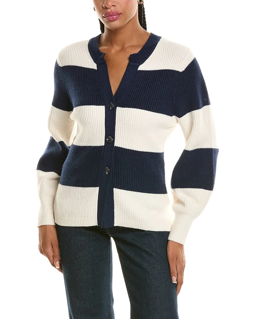 Rugby Stripe Crewneck Cardigan by 525 America