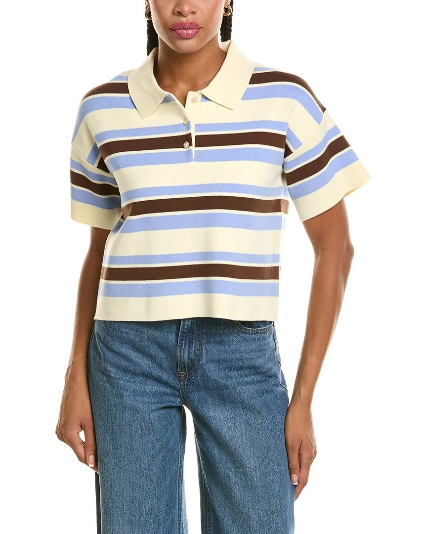 Cropped Stripe Polo Sweater by 525 America