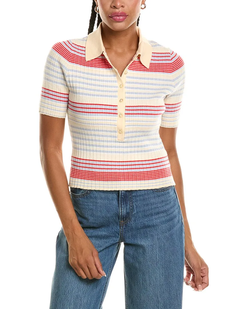 Textured Stripe Polo Sweater by 525 America
