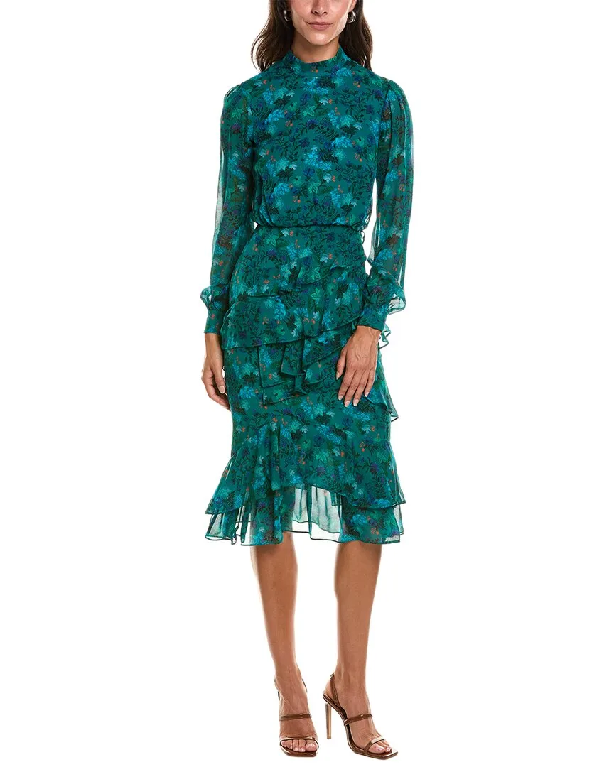 Isa Silk Georgette Midi Dress by Saloni