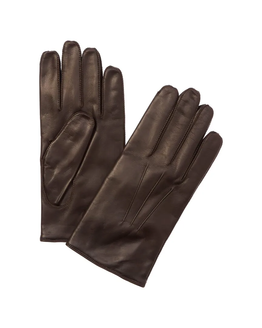 Whipstitch Side Vent Teak Leather Gloves by Portolano