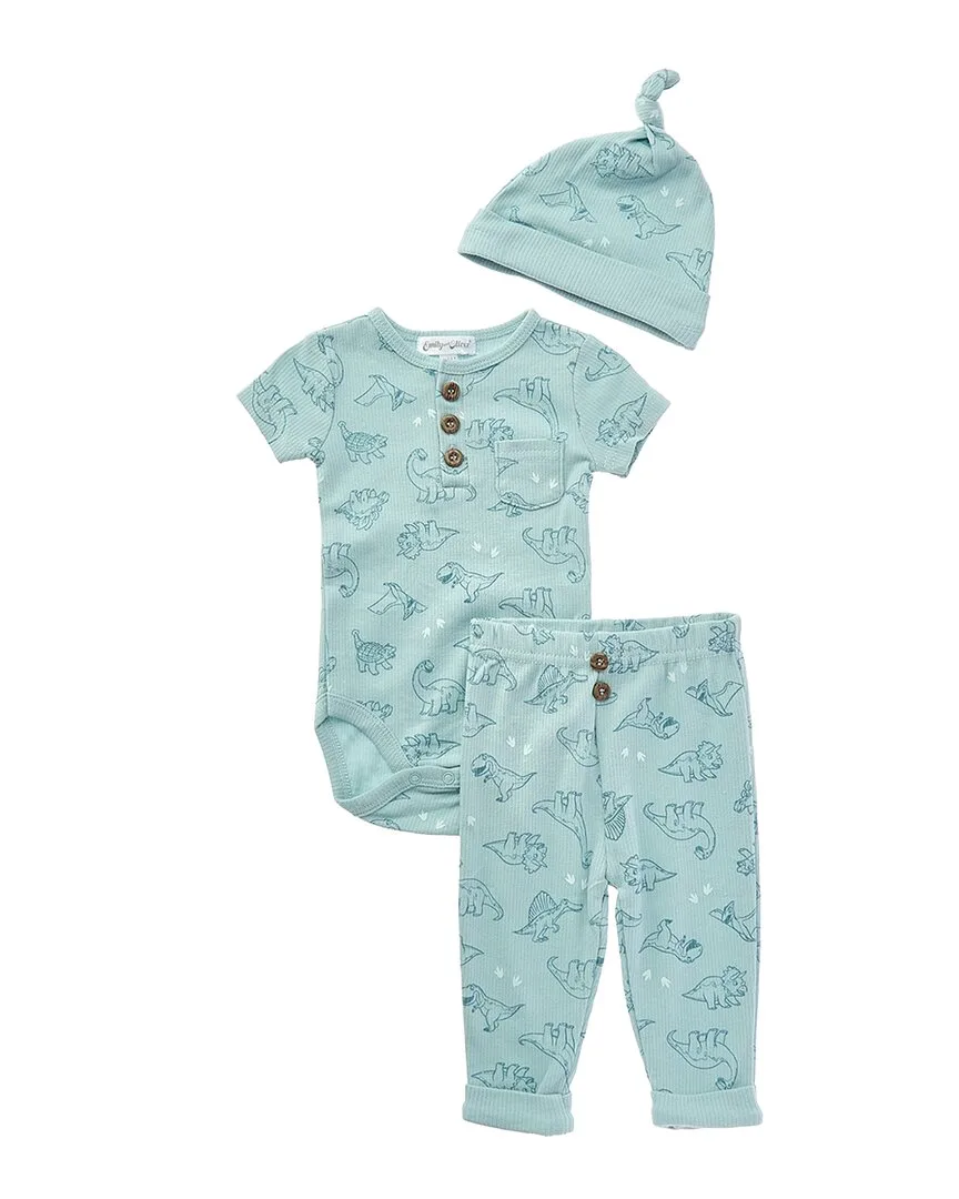 3Pc Ribbed Play Set with Hat by Emily & Oliver
