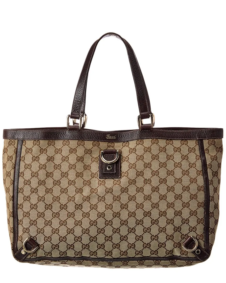 Brown Gg Canvas Abbey Handmade Tote (authentic Pre-Loved) by Gucci