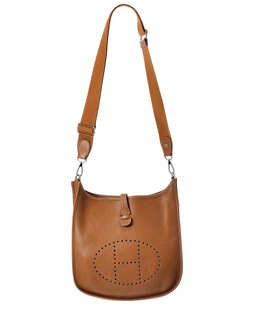 Brown Clemence Leather Evelyne Pm (authentic Pre-Loved) by Herms