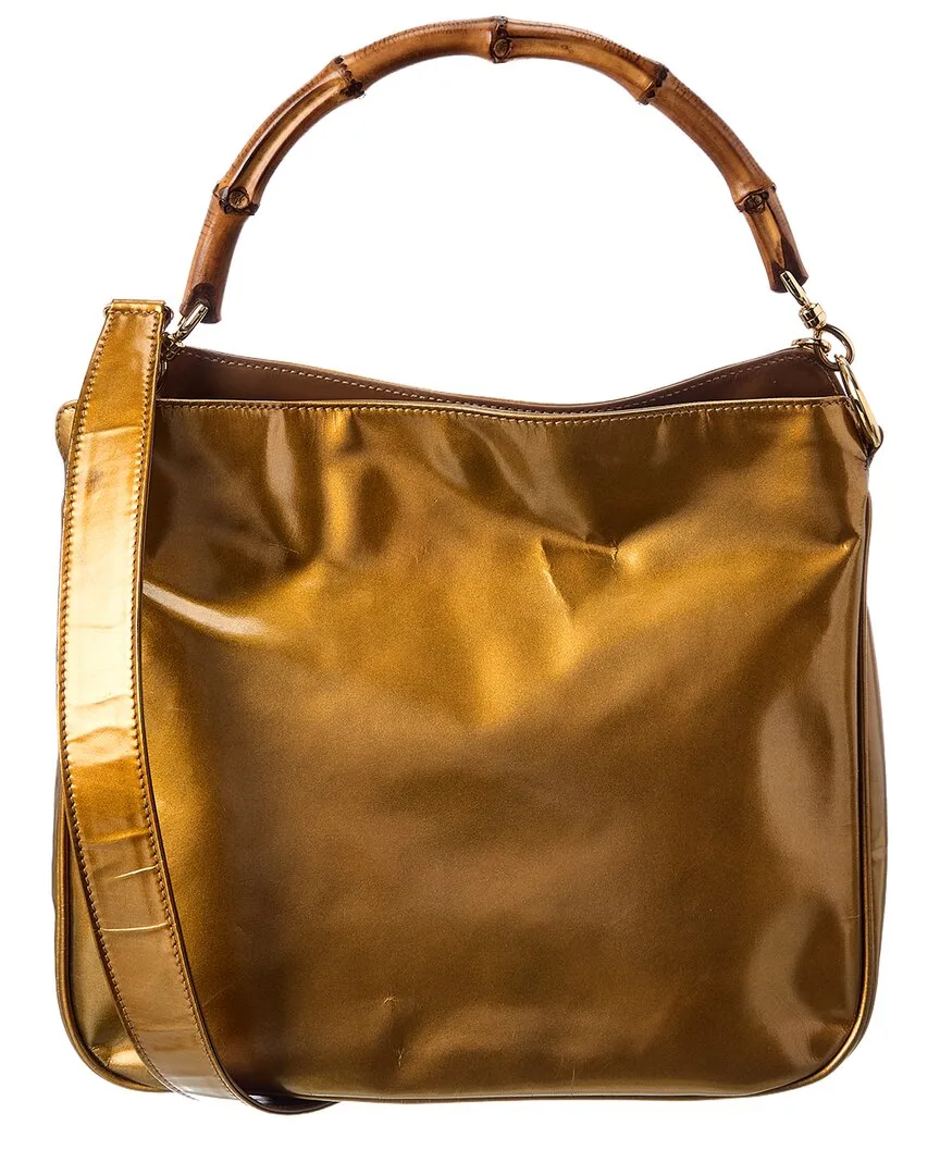 Gold Patent Leather 2Way Shoulder Bag (authentic Pre-Loved) by Gucci