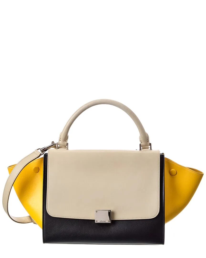 Grey & Silver Cowhide Leather Trapeze Shoulder Bag (authentic Pre-Loved) by Celine