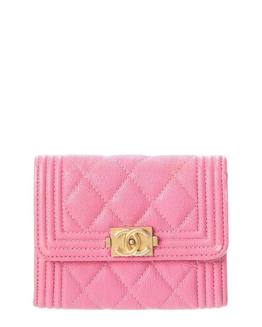Pink Caviar Leather Boy Small Wallet (authentic Pre-Loved) by CHANEL