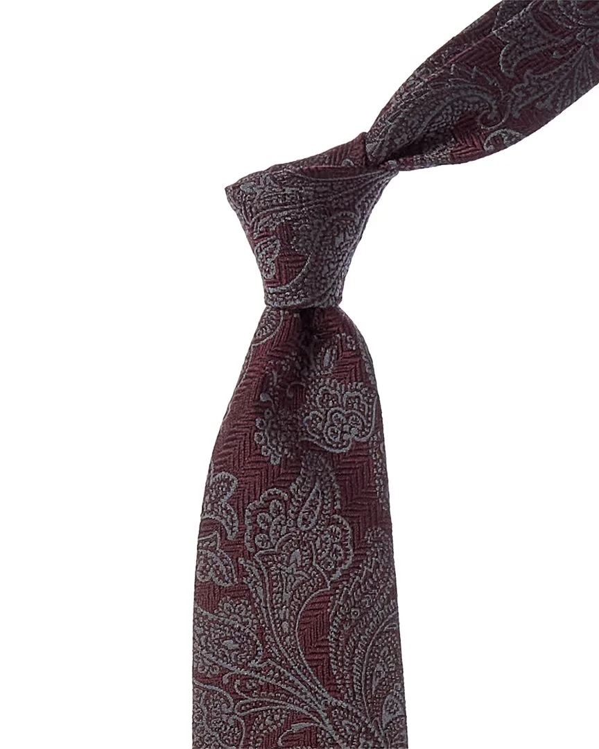 Red Paisley Silk & Wool-Blend Tie by Brunello Cucinelli