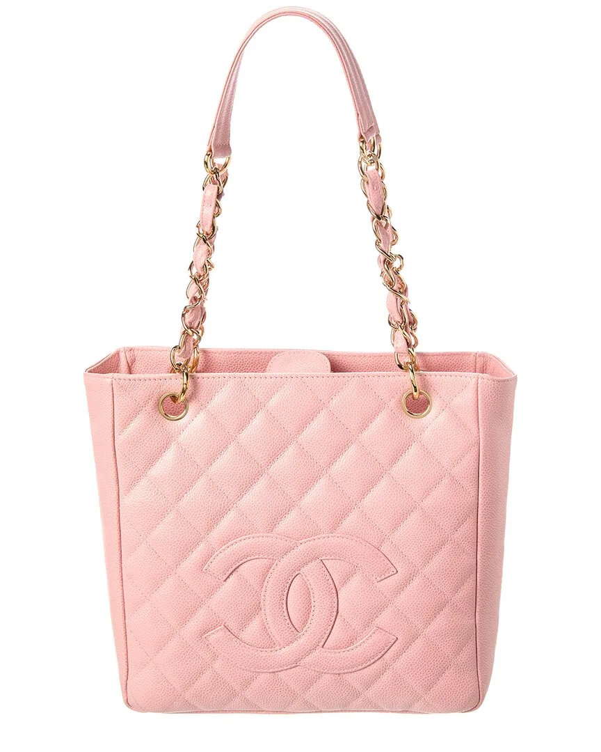 Pink Caviar Quilted Calf Leather Petit Shopping Tote Pst (authentic Pre-Loved)
