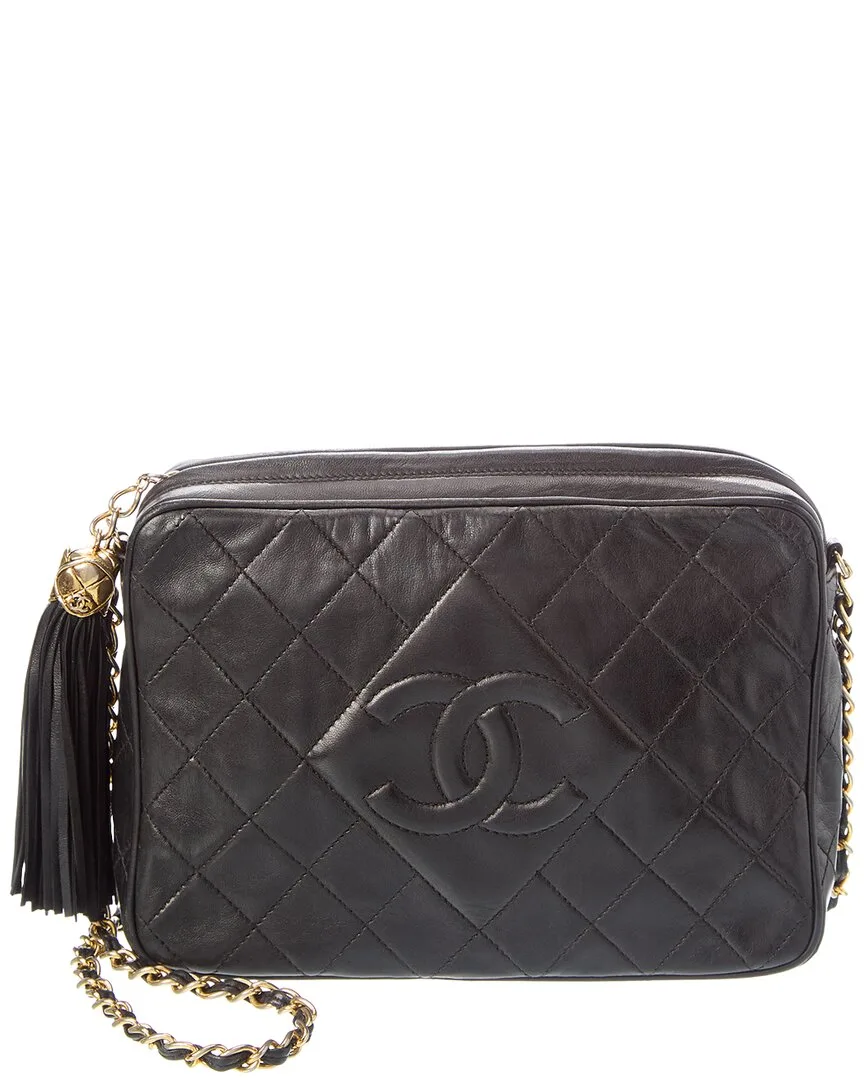 Black Lambskin Coco Mark Diamond Stitch Shoulder Bag (authentic Pre-Loved) by CHANEL