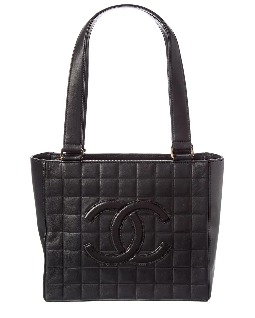 Black Lambskin Chocolate Bar Tote (authentic Pre-Loved) by CHANEL