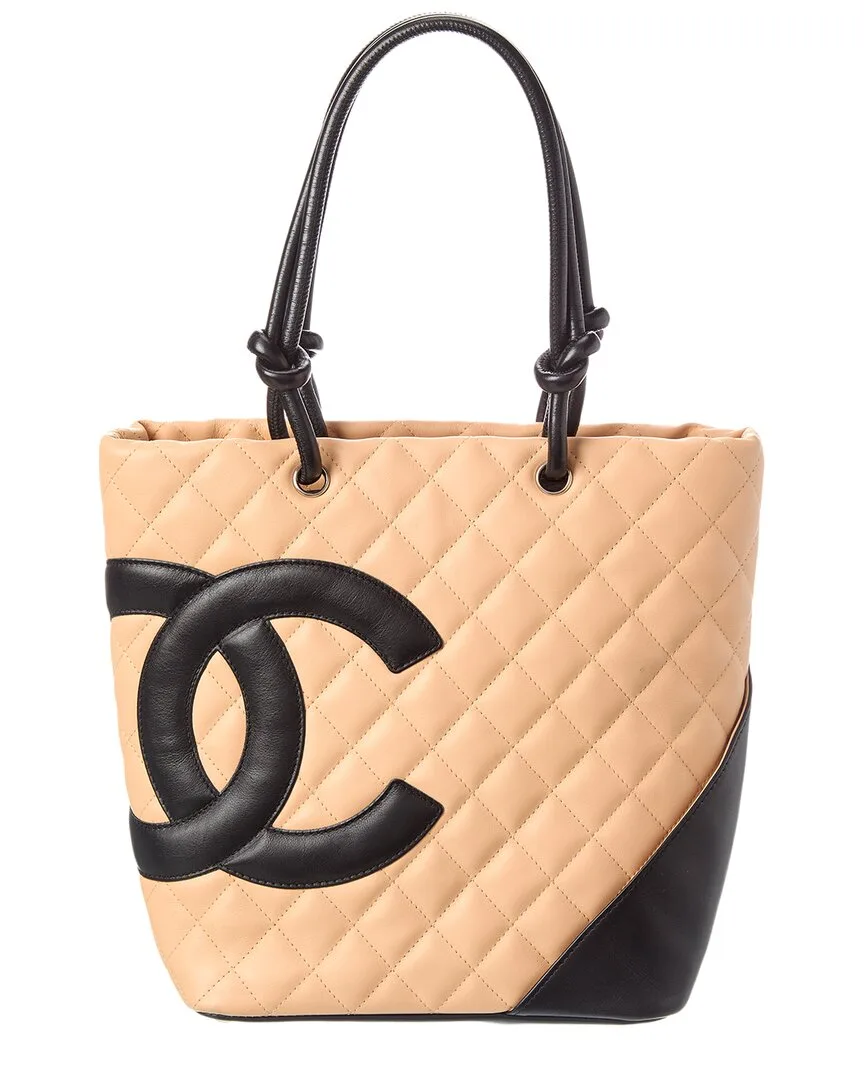 Beige Quilted Calf Leather Medium Cambon Tote (authentic Pre-Loved) by CHANEL