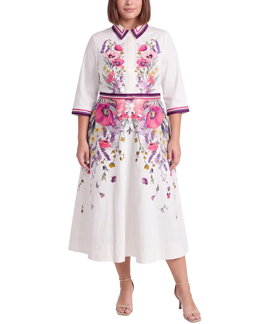 Stripe Trim Shirtwaist Dress by Teri Jon