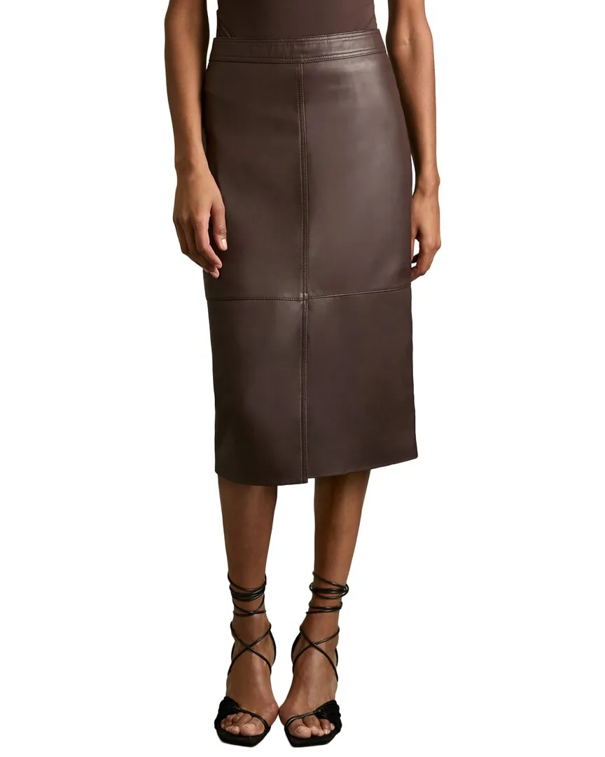 Miley Leather Midi Skirt by Reiss