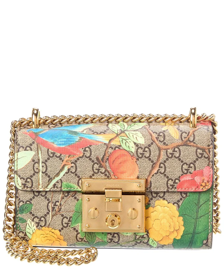 Brown Gg Supreme Tian Coated Canvas Padlock Shoulder Bag Small (authentic Pre-Loved) by Gucci