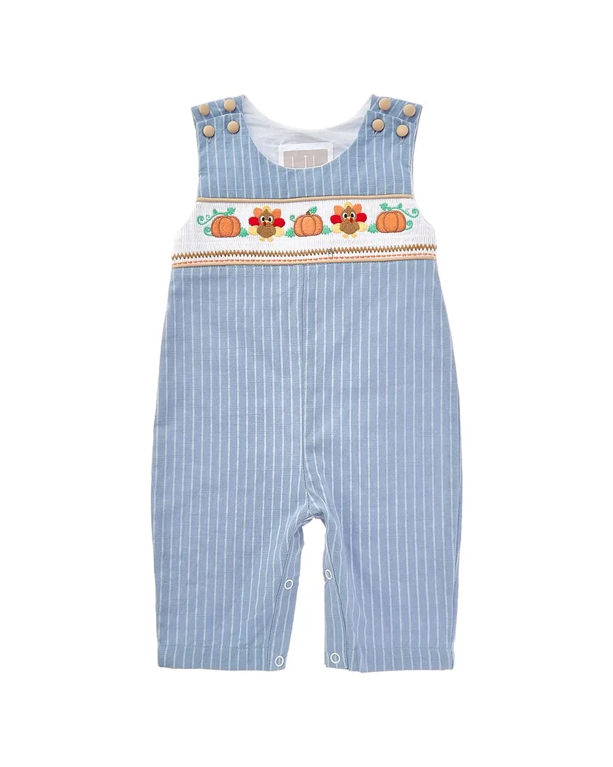 Pinstripe Turkey Smocked Overall by Lil Cactus