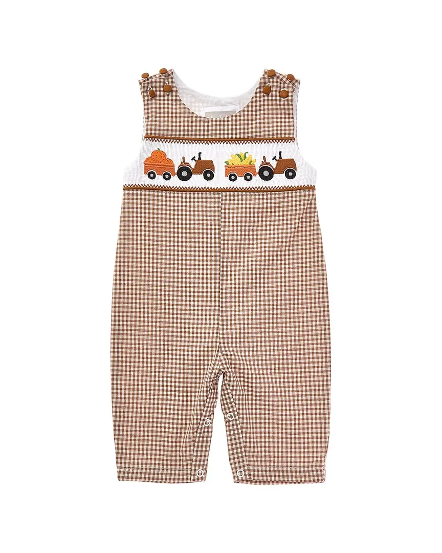 Pumpkin & Corn Tractor Smocked Overall by Lil Cactus