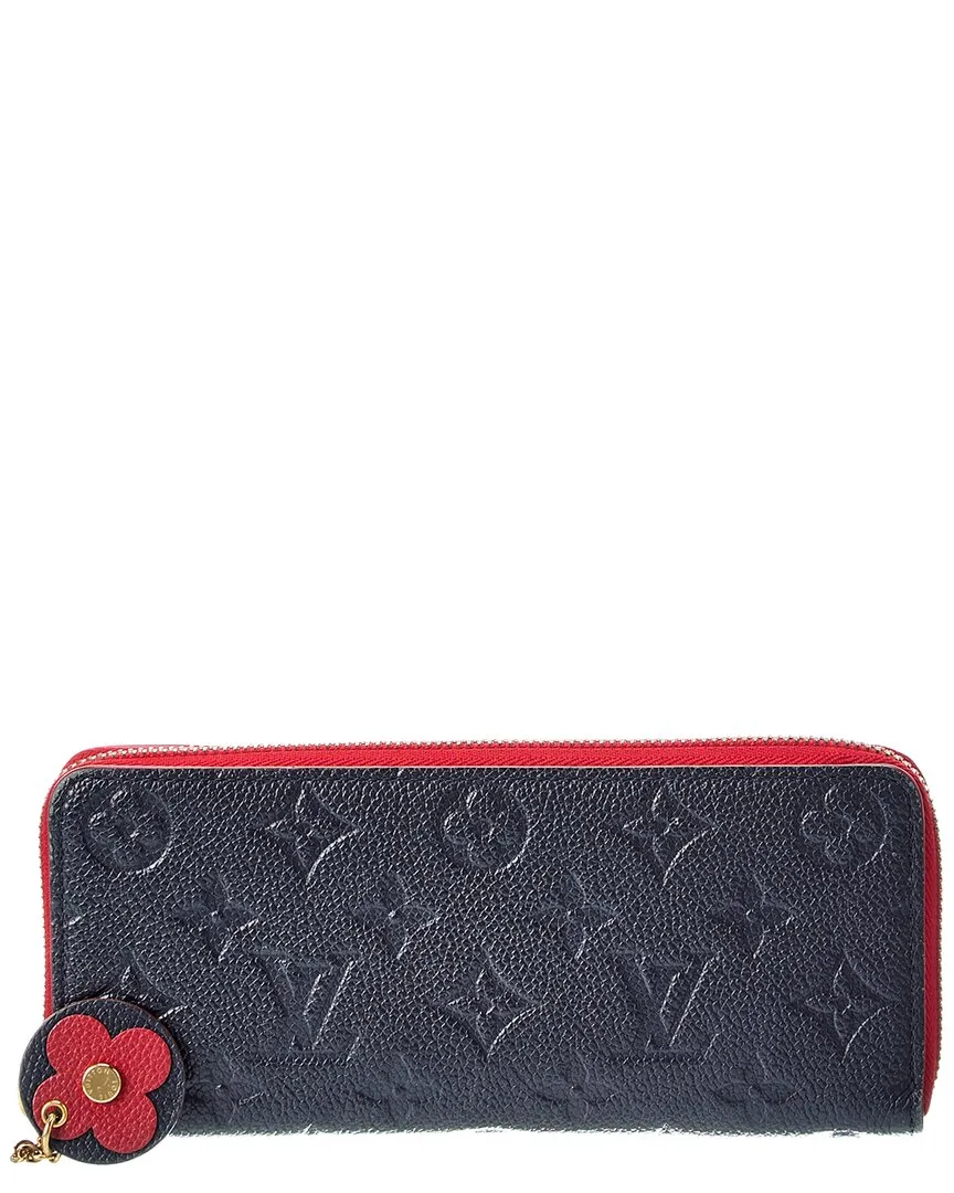 Blue Empreinte Blooming Flowers Calf Leather Clemence Wallet (authentic Pre-Loved) by Louis Vuitton