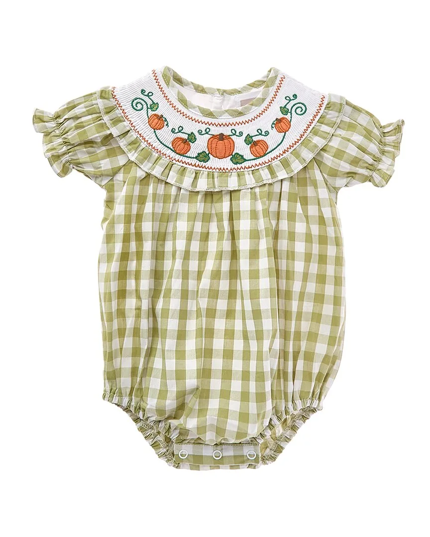 Gingham Pumpkin Smocked Romper by Lil Cactus