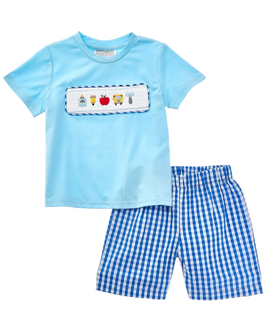 Smocked School Shirt & Short Set by Lil Cactus