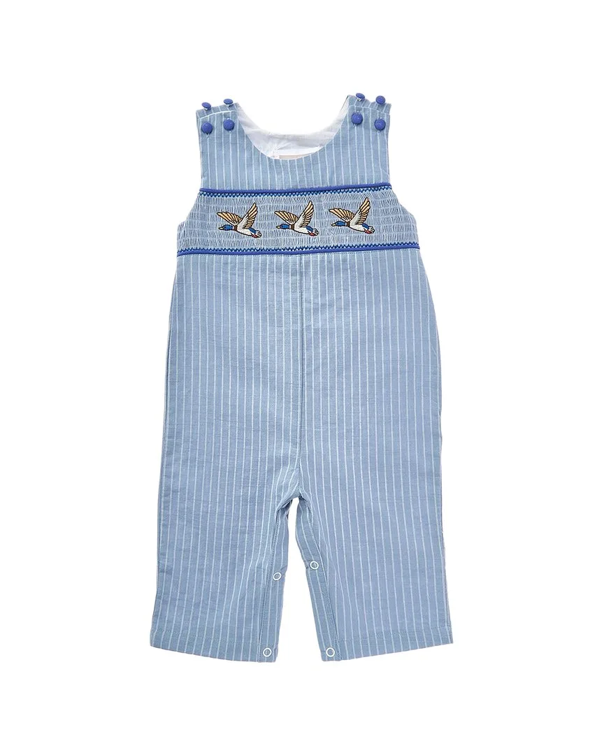 Pinstripe Mallard Duck Smocked Overall by Lil Cactus