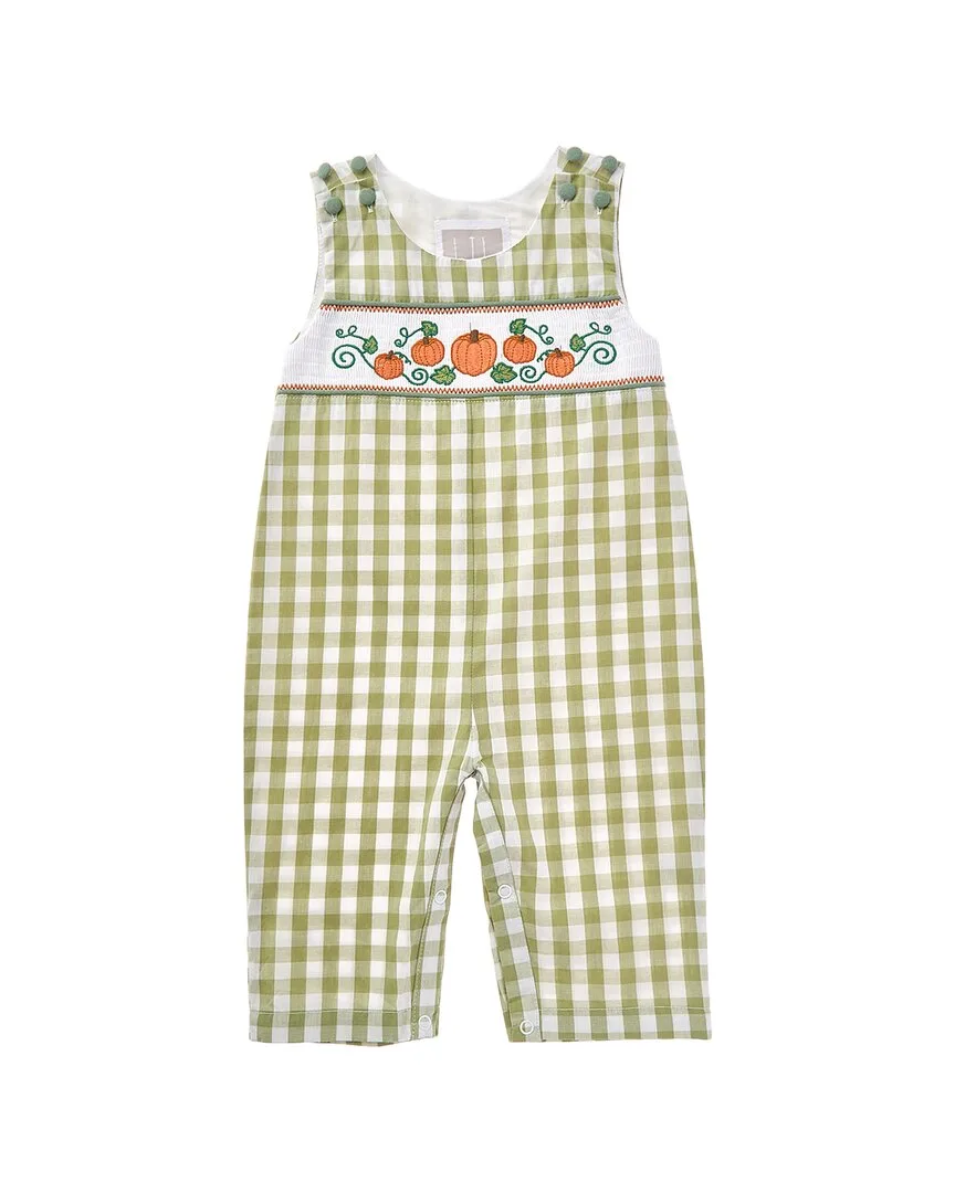 Gingham Pumpkin Smocked Overall by Lil Cactus