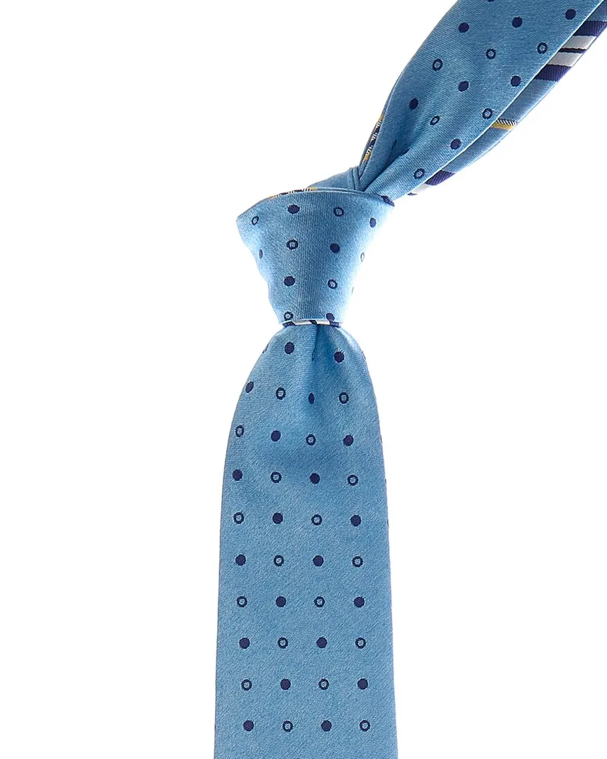 Stripes/Dots Reversible Silk Tie by Canali