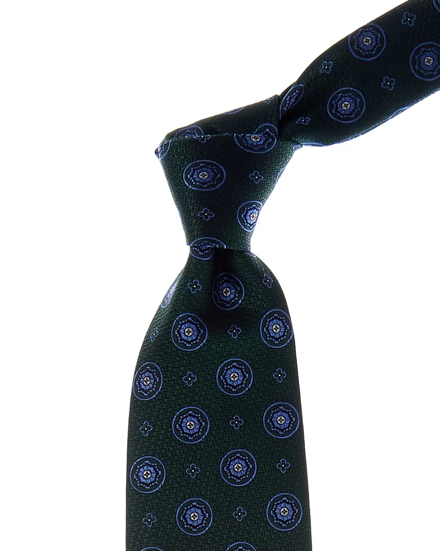 Green & Blue Floral Medallion Silk Tie