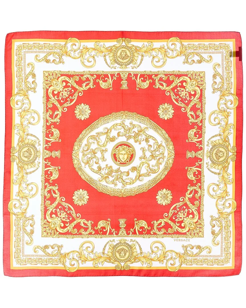Barocco Print Silk Scarf by Versace