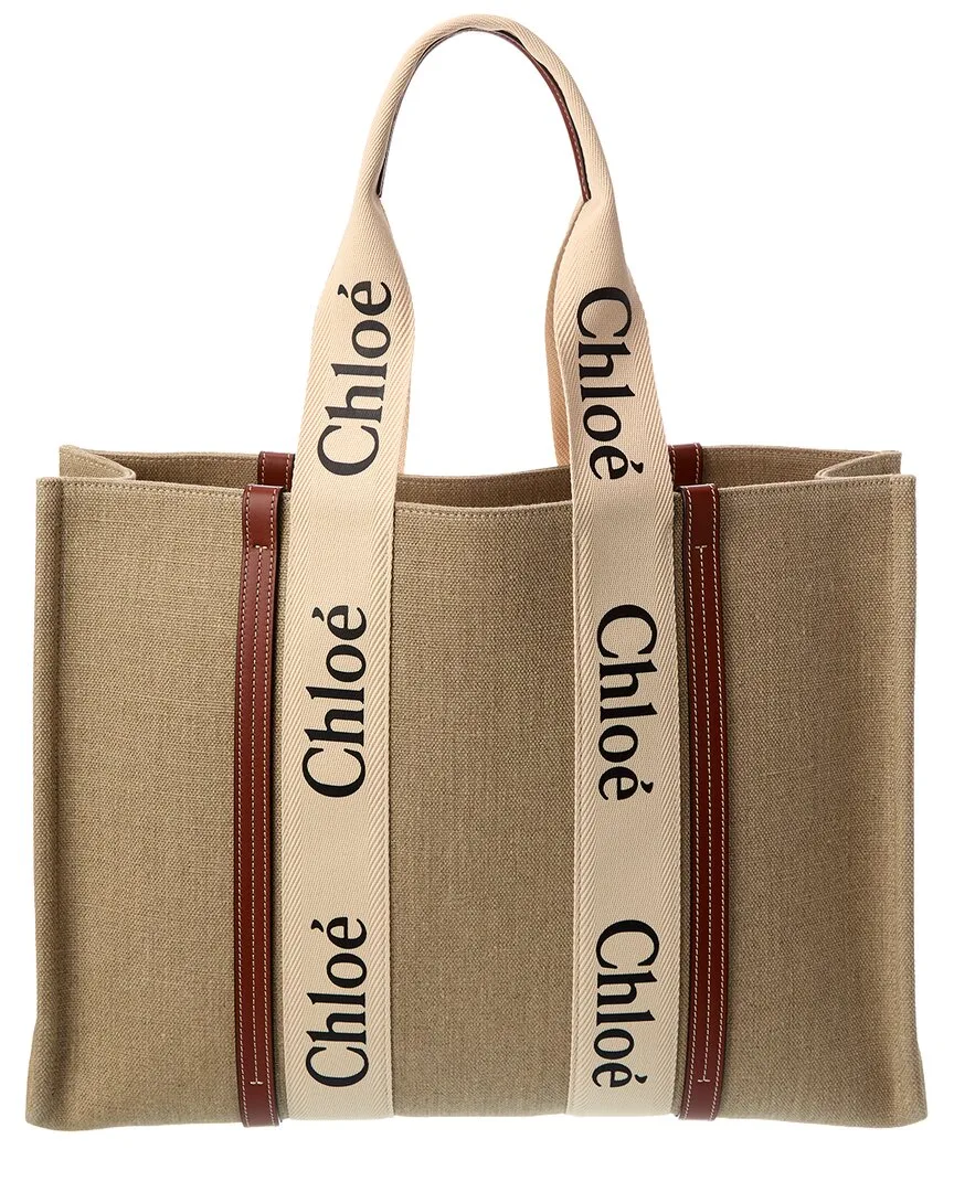 Woody Large Canvas & Leather Tote by Chloé
