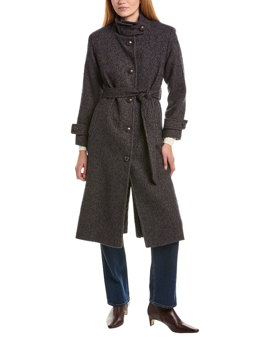 Stand Collar Wrap Wool-Blend Coat by Sam Edelman