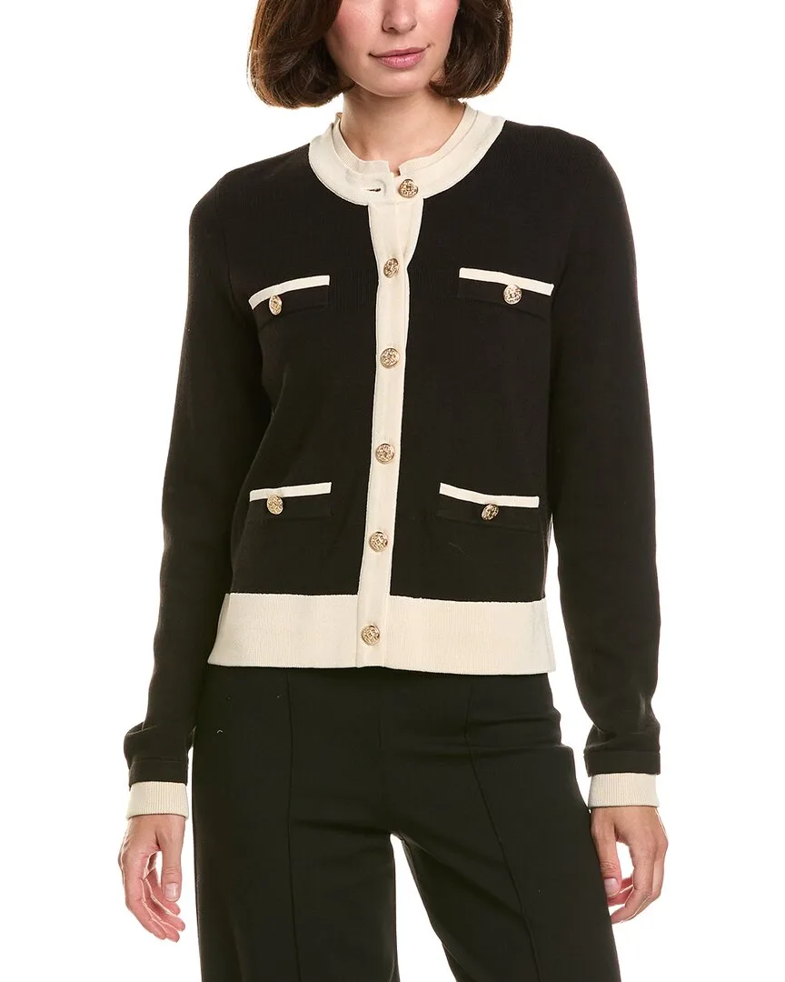 Contrast Trim Cardigan by Karl Lagerfeld