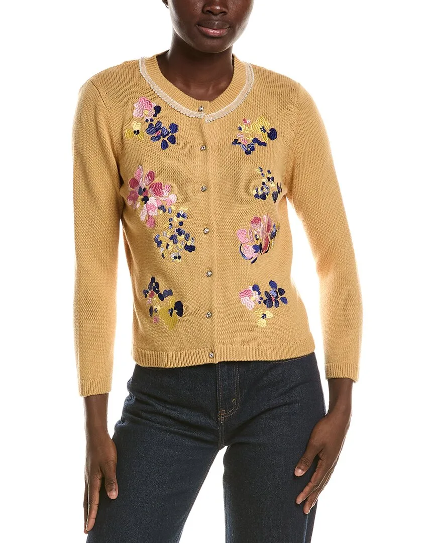 Flora Embroidered Wool-Blend Cardigan by Tyler Be