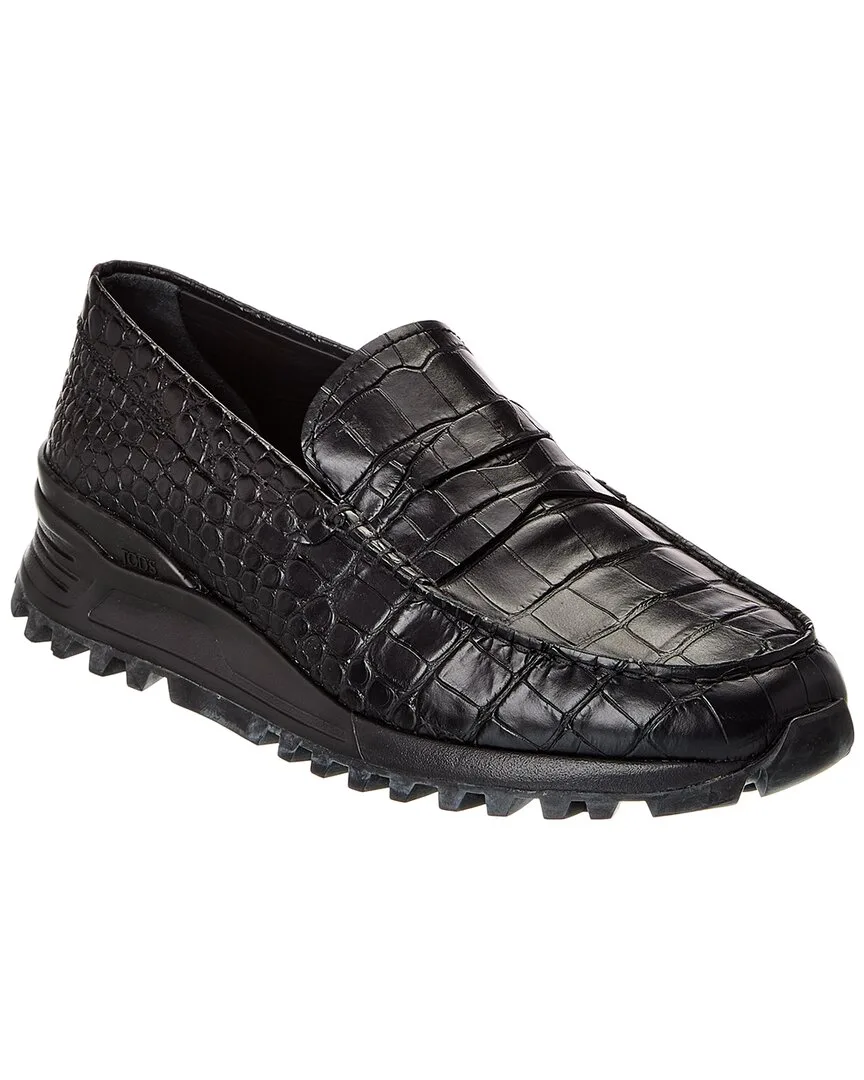 Croc-Embossed Leather Loafer by Tod's