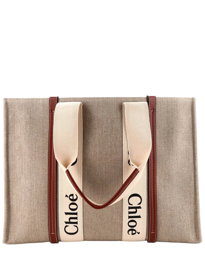 Beige Canvas & Leather Woody Tote Large (authentic Pre-Loved) by Chloé