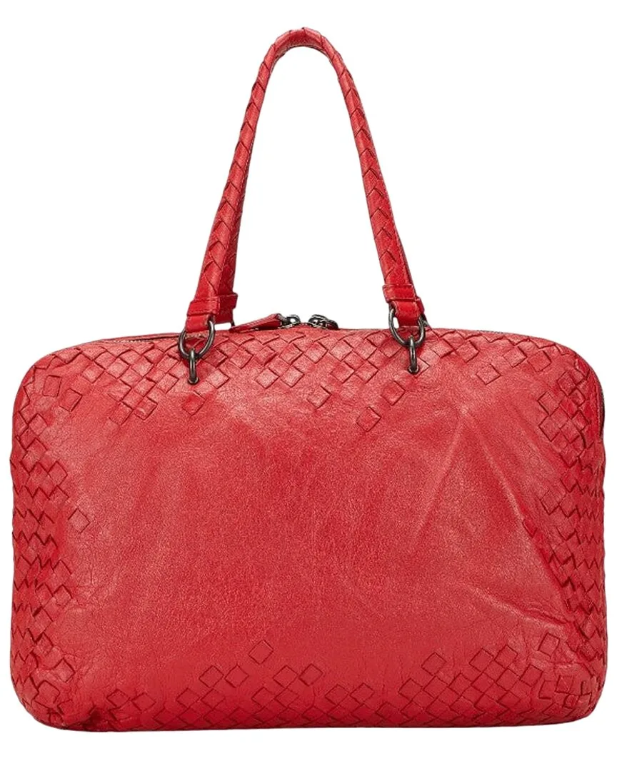 Red Intrecciato Leather Tote (authentic Pre-Loved) by Bottega Veneta
