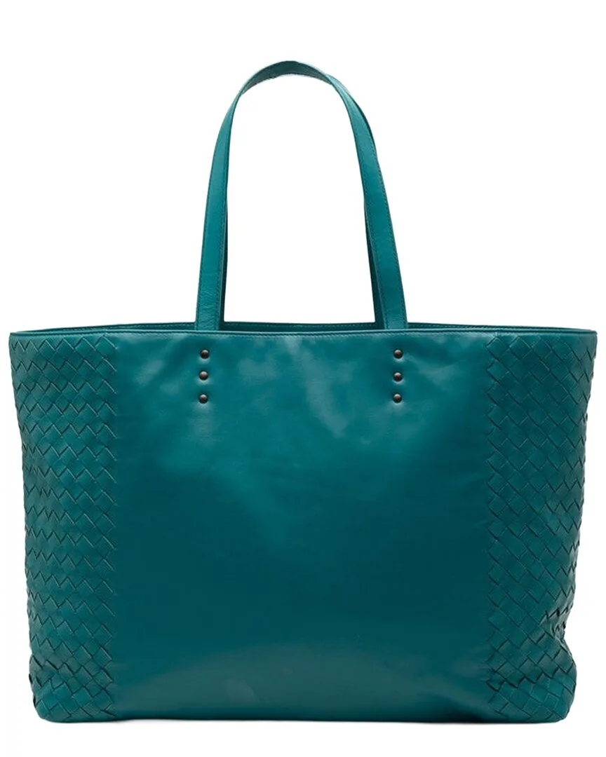 Blue Intrecciato Leather Tote (authentic Pre-Loved) by Bottega Veneta