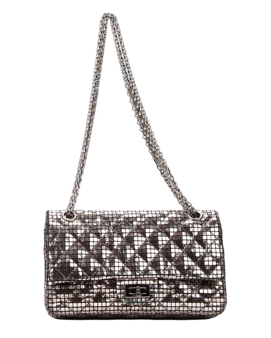 Metallic Silver Calfskin Leather Mirror Reissue 225 Double Flap (authentic Pre-Loved) by CHANEL