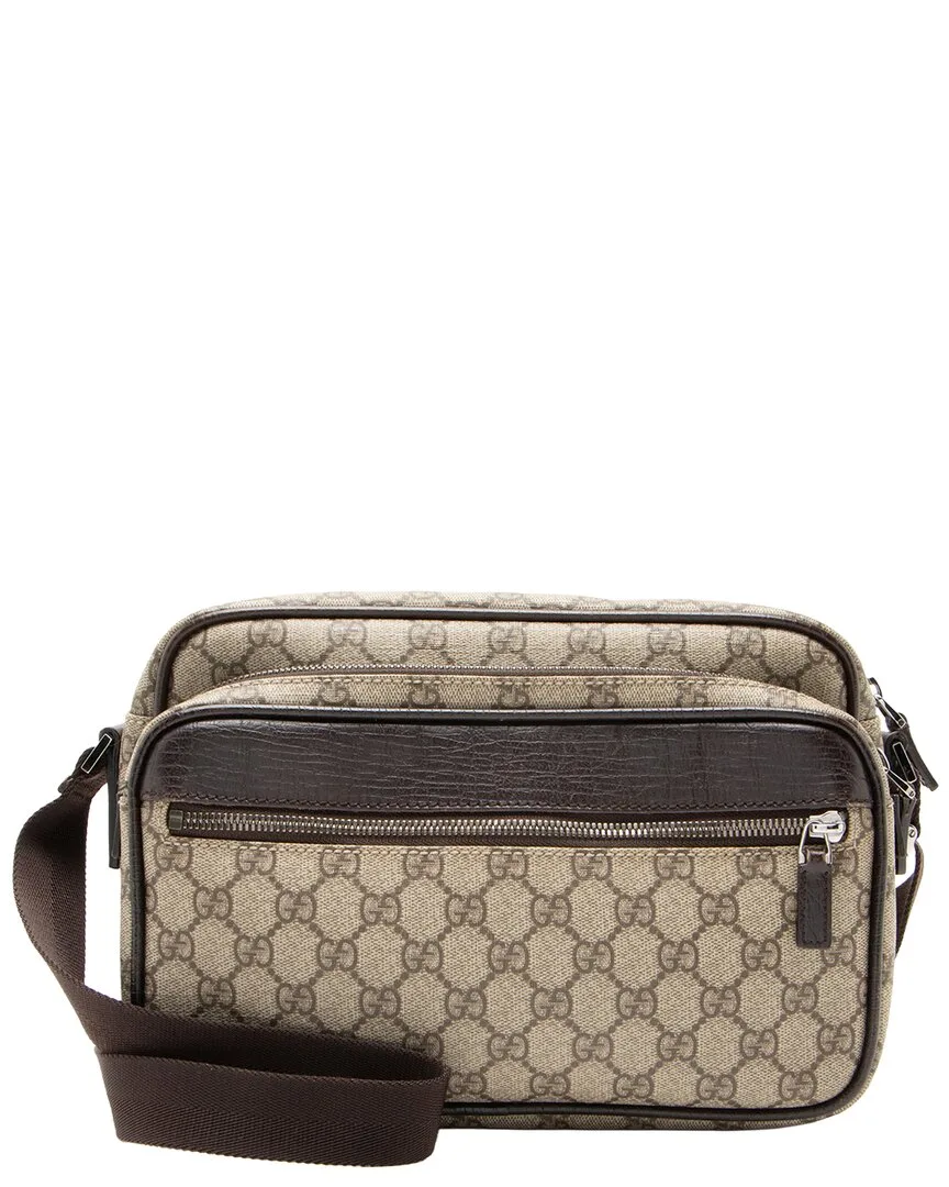 Beige & Brown Gg Supreme Canvas & Leather Classic Small Camera Bag (authentic Pre-Loved) by Gucci