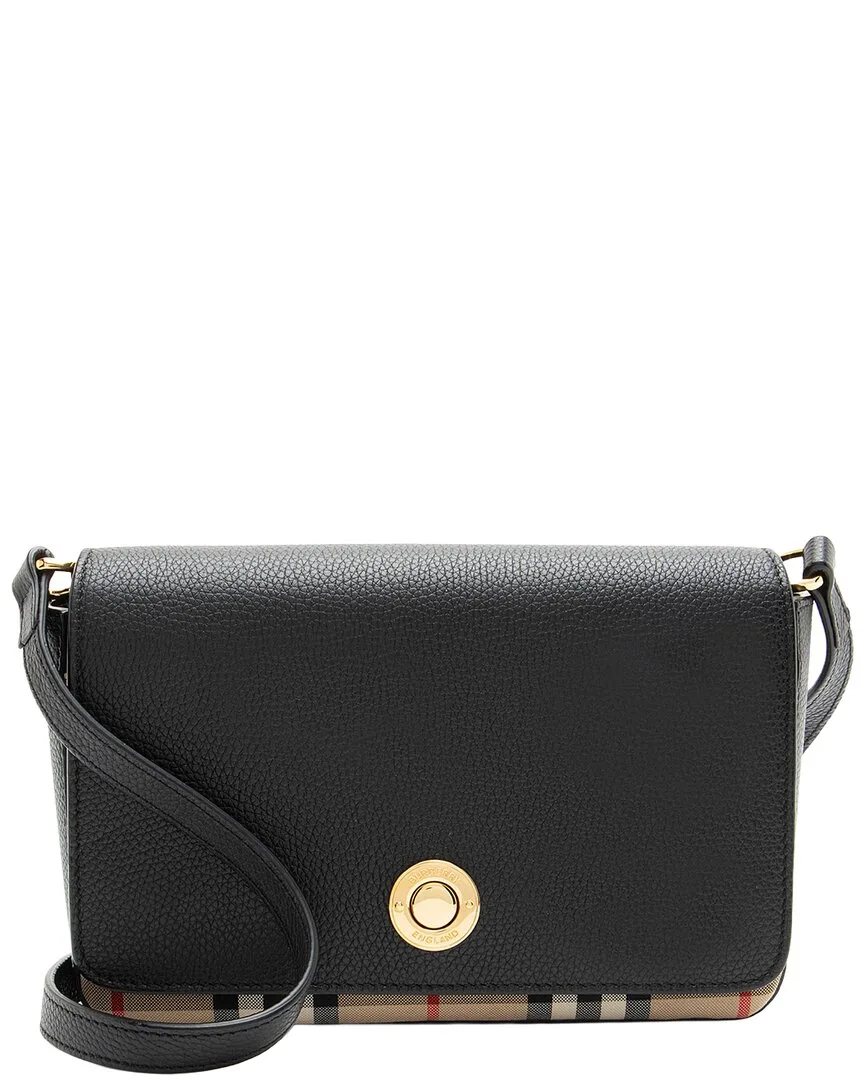 Beige & Black Calfskin & Canvas Hampshire Crossbody (authentic Pre-Loved) by Burberry