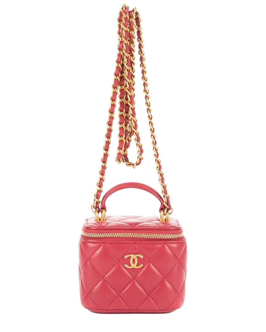 Pink Deerskin Quilted Leather Mini Vanity Crossbody (authentic Pre-Loved) by CHANEL